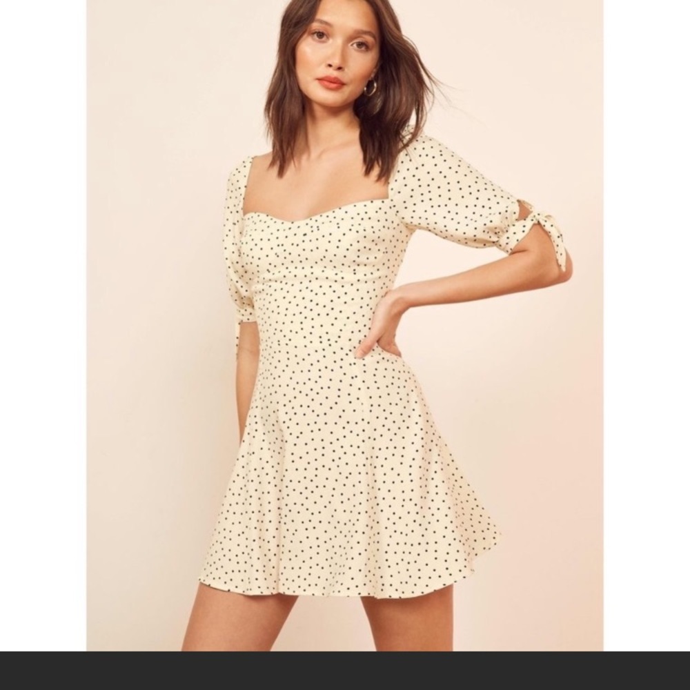 Reformation dress, cream color with black little dots. Size 6